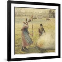 Young Peasant Fire, Frost, or the Burning of Fields-Camille Pissarro-Framed Giclee Print