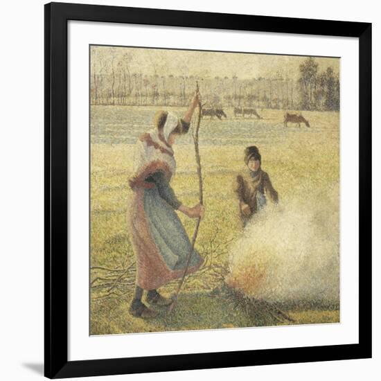 Young Peasant Fire, Frost, or the Burning of Fields-Camille Pissarro-Framed Giclee Print