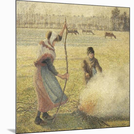 Young Peasant Fire, Frost, or the Burning of Fields-Camille Pissarro-Mounted Giclee Print