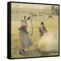 Young Peasant Fire, Frost, or the Burning of Fields-Camille Pissarro-Framed Stretched Canvas