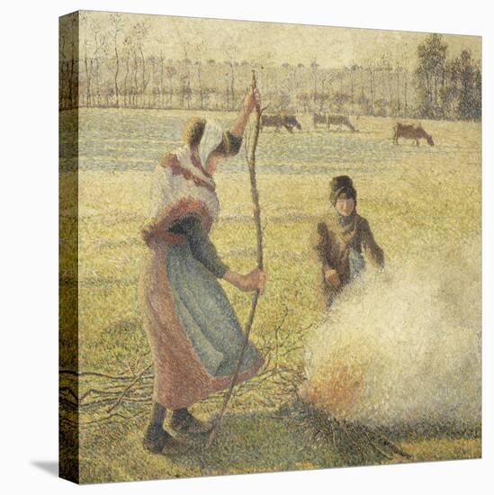 Young Peasant Fire, Frost, or the Burning of Fields-Camille Pissarro-Stretched Canvas