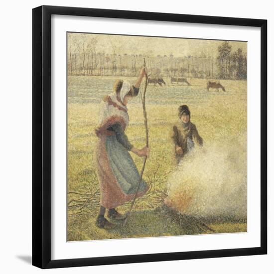 Young Peasant Fire, Frost, or the Burning of Fields-Camille Pissarro-Framed Giclee Print