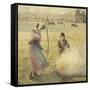 Young Peasant Fire, Frost, or the Burning of Fields-Camille Pissarro-Framed Stretched Canvas