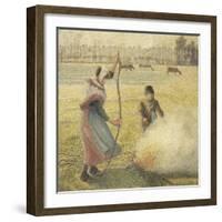 Young Peasant Fire, Frost, or the Burning of Fields-Camille Pissarro-Framed Giclee Print