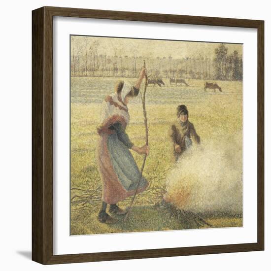 Young Peasant Fire, Frost, or the Burning of Fields-Camille Pissarro-Framed Giclee Print