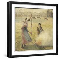 Young Peasant Fire, Frost, or the Burning of Fields-Camille Pissarro-Framed Giclee Print