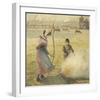 Young Peasant Fire, Frost, or the Burning of Fields-Camille Pissarro-Framed Giclee Print