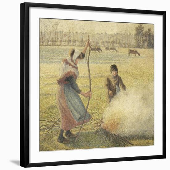 Young Peasant Fire, Frost, or the Burning of Fields-Camille Pissarro-Framed Giclee Print