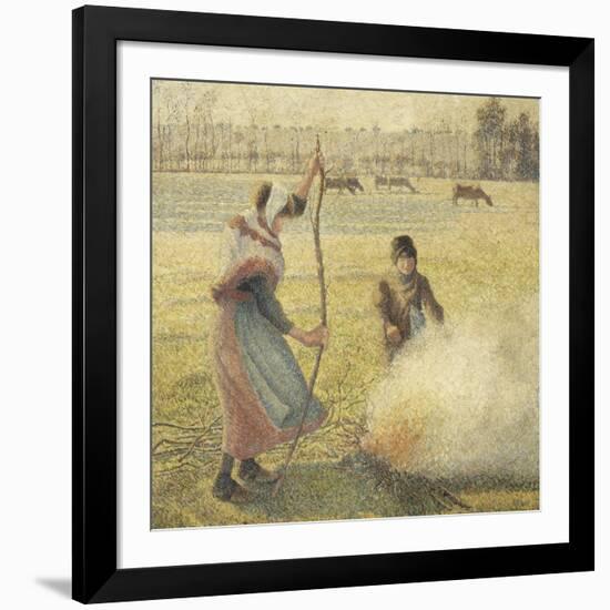 Young Peasant Fire, Frost, or the Burning of Fields-Camille Pissarro-Framed Giclee Print