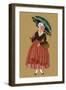 Young Peasant Girl from in the Vicinity of Lorriane, Nancy Carries an Umbrella-Elizabeth Whitney Moffat-Framed Art Print