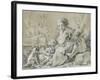 Young Peasant Woman Sitting with a Child and a Dog-null-Framed Giclee Print