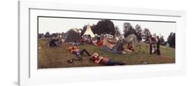 Young People Camping Out with Tents on a Grassy Hillside, During the Woodstock Music and Art Fair-John Dominis-Framed Photographic Print