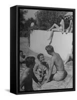 Young People Enjoying the Swimming Pool at Home of Herbert Stothart-Nina Leen-Framed Stretched Canvas