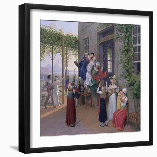 Young People on a Swing in a Garden Near Naples, 1823-Johann Erdmann Hummel-Framed Giclee Print