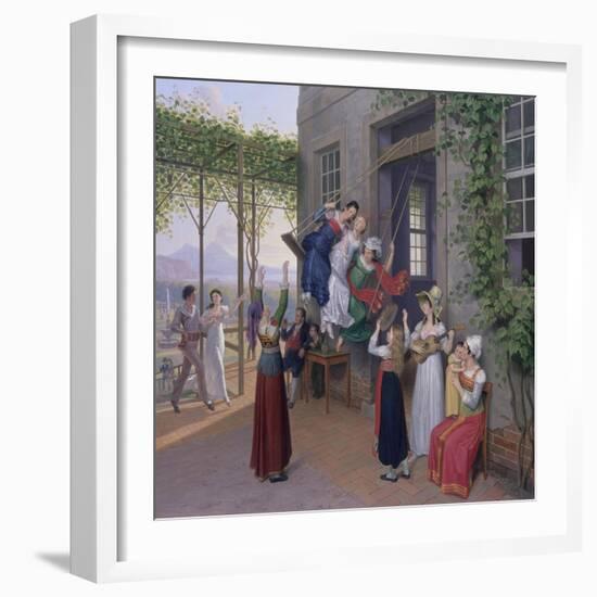 Young People on a Swing in a Garden Near Naples, 1823-Johann Erdmann Hummel-Framed Giclee Print