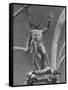 Young Perseus Holding the Decapitated Gorgon Head of Medusa, Standing over Her Body-Carl Mydans-Framed Stretched Canvas