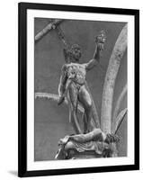 Young Perseus Holding the Decapitated Gorgon Head of Medusa, Standing over Her Body-Carl Mydans-Framed Photographic Print