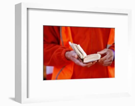 Young pilgrim reading the Bible, World Youth Day, Sydney, New South Wales, Australia, Pacific-Godong-Framed Photographic Print