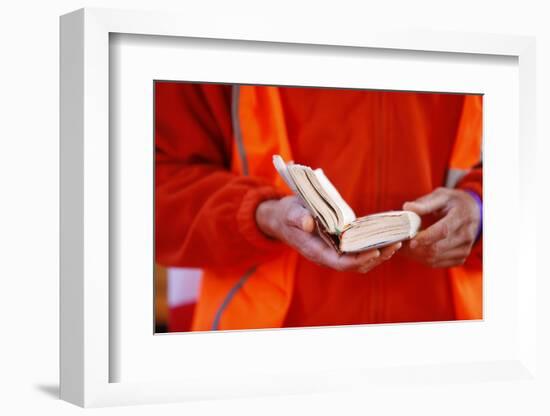 Young pilgrim reading the Bible, World Youth Day, Sydney, New South Wales, Australia, Pacific-Godong-Framed Photographic Print