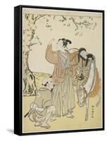 Young Samurai Viewing Cherry Blossoms as a Mitate of Prince Kaoru, C. 1767-Suzuki Harunobu-Framed Stretched Canvas