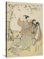 Young Samurai Viewing Cherry Blossoms as a Mitate of Prince Kaoru, C. 1767-Suzuki Harunobu-Stretched Canvas