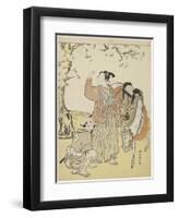 Young Samurai Viewing Cherry Blossoms as a Mitate of Prince Kaoru, C. 1767-Suzuki Harunobu-Framed Giclee Print