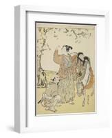 Young Samurai Viewing Cherry Blossoms as a Mitate of Prince Kaoru, C. 1767-Suzuki Harunobu-Framed Giclee Print