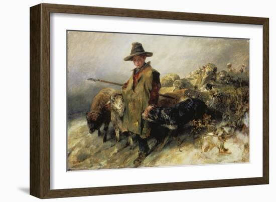 Young Shepherd in the Snow, C. 1872-Heinrich von Zügel-Framed Giclee Print