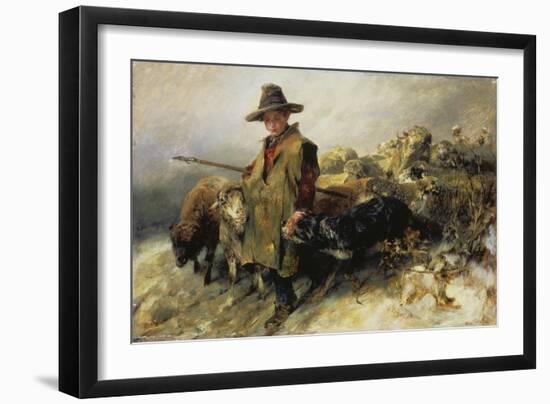 Young Shepherd in the Snow, C. 1872-Heinrich von Zügel-Framed Giclee Print