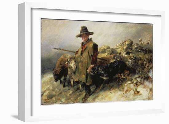 Young Shepherd in the Snow, C. 1872-Heinrich von Zügel-Framed Giclee Print