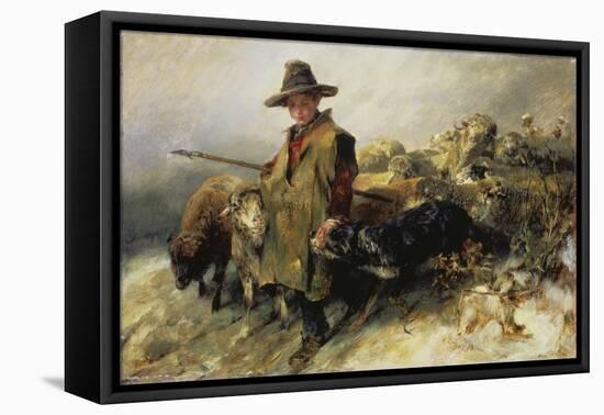 Young Shepherd in the Snow, C. 1872-Heinrich von Zügel-Framed Stretched Canvas