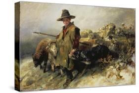 Young Shepherd in the Snow, C. 1872-Heinrich von Zügel-Stretched Canvas