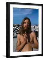 Young Shirtless Man with Long Flowing Hair-Mario de Biasi-Framed Premium Photographic Print