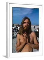 Young Shirtless Man with Long Flowing Hair-Mario de Biasi-Framed Photographic Print