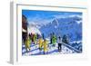 Young skiers in yellow,Val Gardena Italy.12x20"-Andrew Macara-Framed Giclee Print