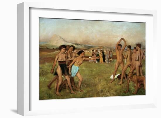 Young Spartans Exercising, Around 1860, Reworked Until 1880-Edgar Degas-Framed Giclee Print