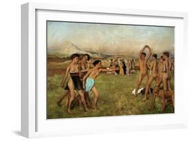 Young Spartans Exercising, Around 1860, Reworked Until 1880-Edgar Degas-Framed Giclee Print