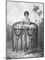 Young Tahitian Woman Bearing Gifts, Society Islands, Engraving from Drawing by John Webber-null-Mounted Giclee Print