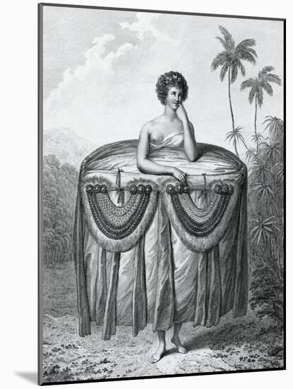 Young Tahitian Woman Bearing Gifts, Society Islands, Engraving from Drawing by John Webber-null-Mounted Giclee Print