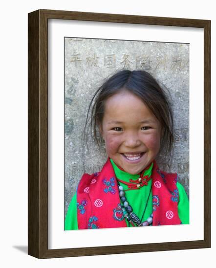 Young Tibetan Girl, Sakya Monastery, Tibet, China-Keren Su-Framed Photographic Print