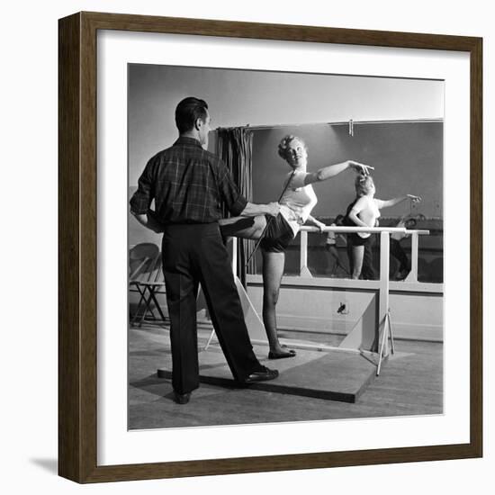 Young Upcoming Starlet Marilyn Monroe Practicing in Dance Class-J^ R^ Eyerman-Framed Premium Photographic Print