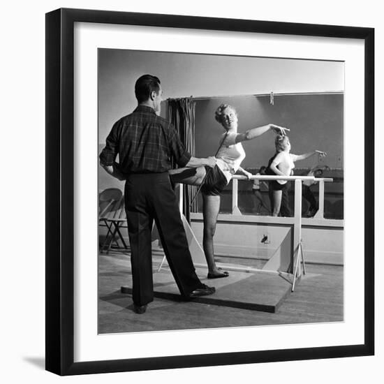 Young Upcoming Starlet Marilyn Monroe Practicing in Dance Class-J^ R^ Eyerman-Framed Premium Photographic Print