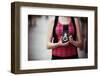 Young Urban Unrecognizable Vintage Photographer with Old 6X6 Camera-Jose AS Reyes-Framed Photographic Print