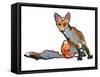 Young Vixen Grooming, 2021, (mixed media)-Mark Adlington-Framed Stretched Canvas