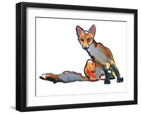 Young Vixen Grooming, 2021, (mixed media)-Mark Adlington-Framed Giclee Print