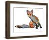 Young Vixen Grooming, 2021, (mixed media)-Mark Adlington-Framed Giclee Print