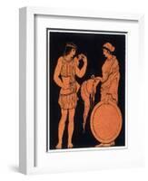 Young Warrior Arms Himself with a Cuirass While His Mother Brings His Helmet and Shield-null-Framed Art Print