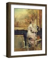 Young Watercolourist in the Louvre, c.1891-Pascal Adolphe Jean Dagnan-Bouveret-Framed Giclee Print