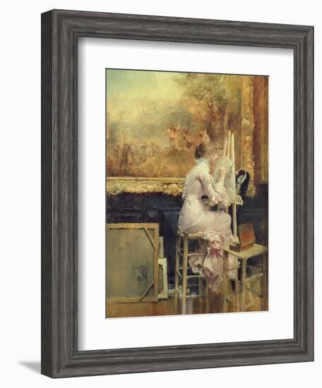 Young Watercolourist in the Louvre, c.1891-Pascal Adolphe Jean Dagnan-Bouveret-Framed Giclee Print