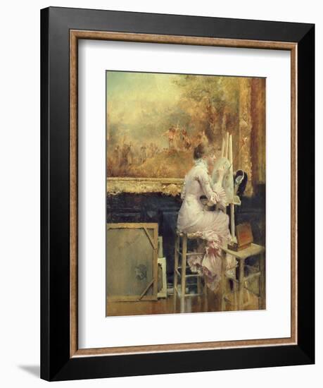Young Watercolourist in the Louvre, c.1891-Pascal Adolphe Jean Dagnan-Bouveret-Framed Giclee Print